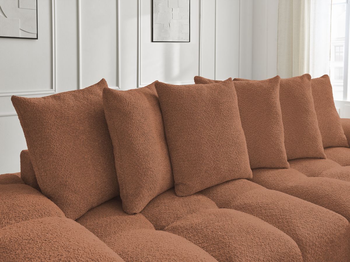 Canapé droit convertible coffre ANAKIN tissu bouclette