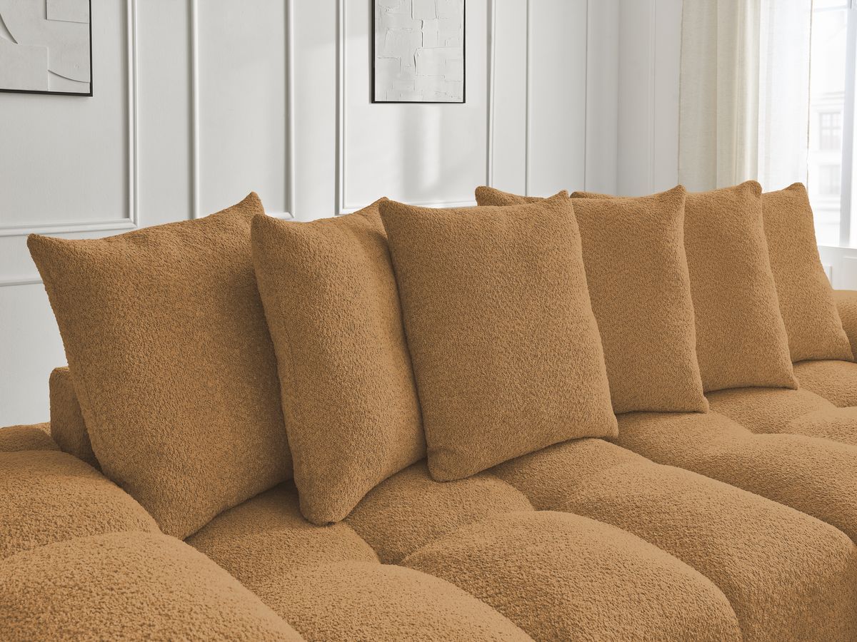 Canapé droit convertible coffre ANAKIN tissu bouclette