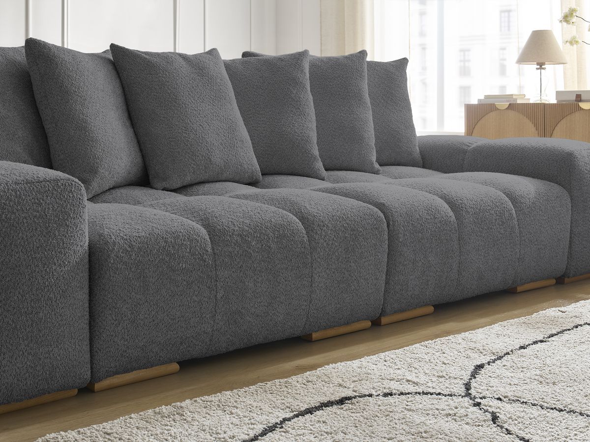 Canapé droit convertible coffre ANAKIN tissu bouclette