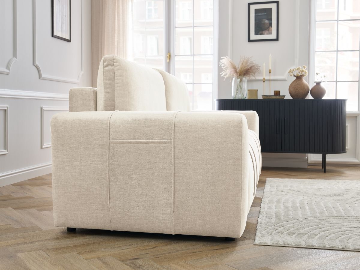 Canapé droit convertible coffre ARSENE tissu velours