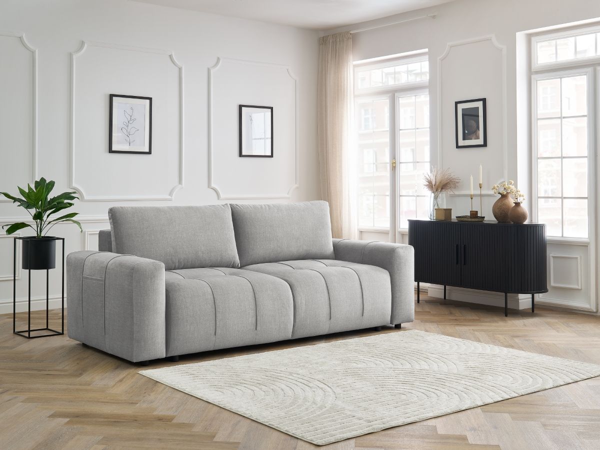 Canapé droit convertible coffre ARSENE tissu velours