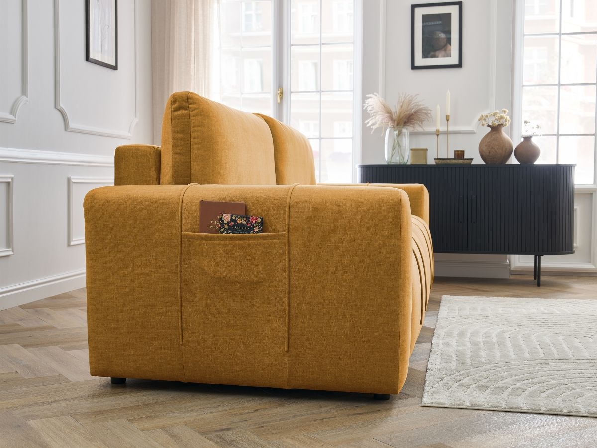 Canapé droit convertible coffre ARSENE tissu velours