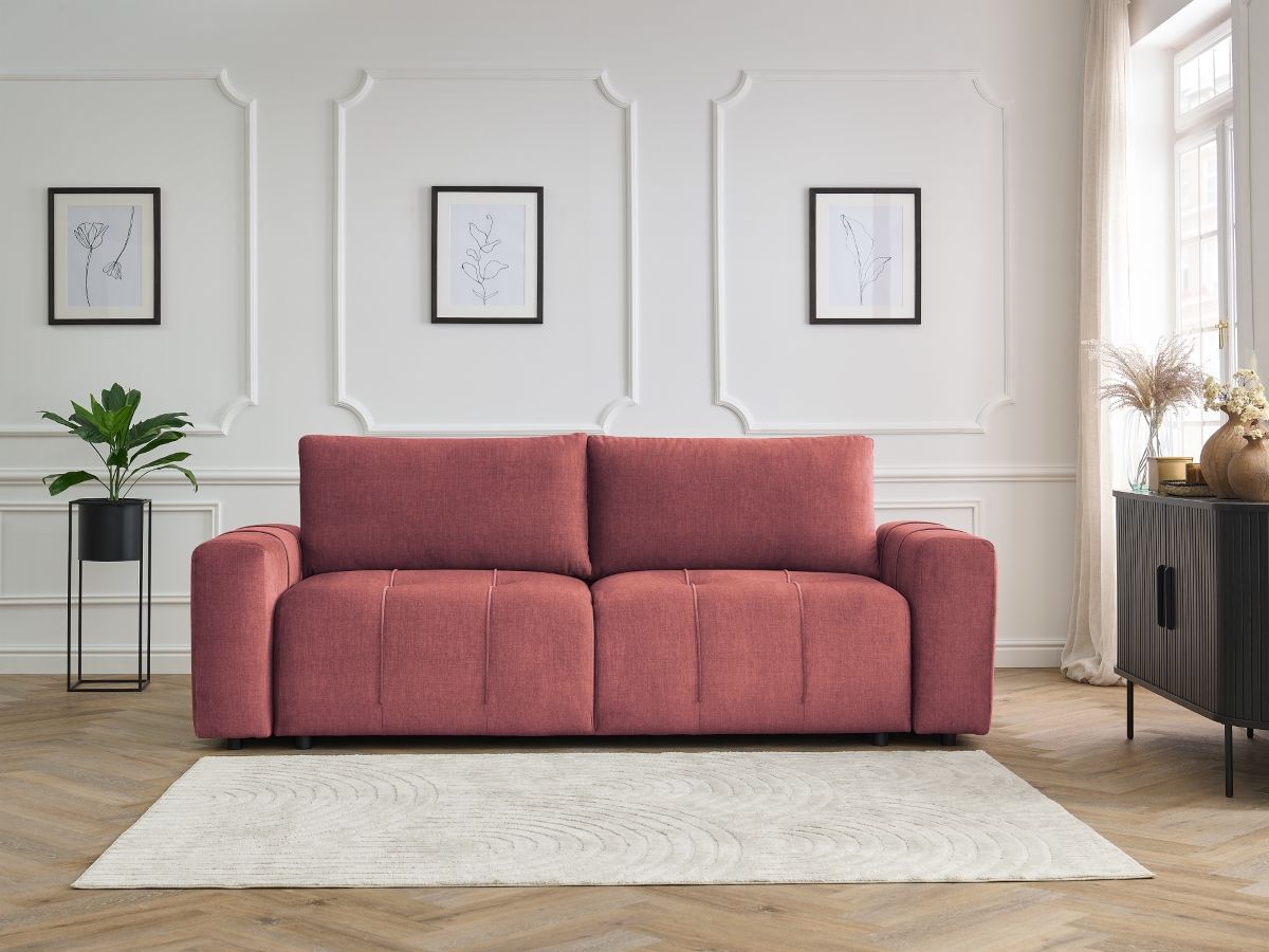 Canapé droit convertible coffre ARSENE tissu velours