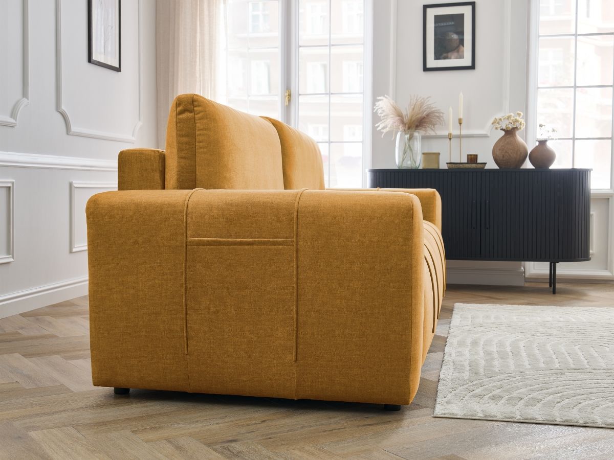 Canapé droit convertible coffre ARSENE tissu velours