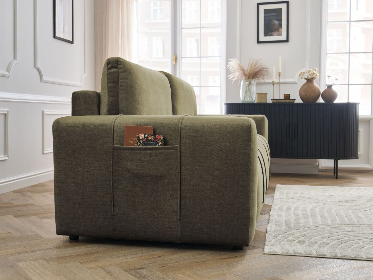 Canapé droit convertible coffre ARSENE tissu velours