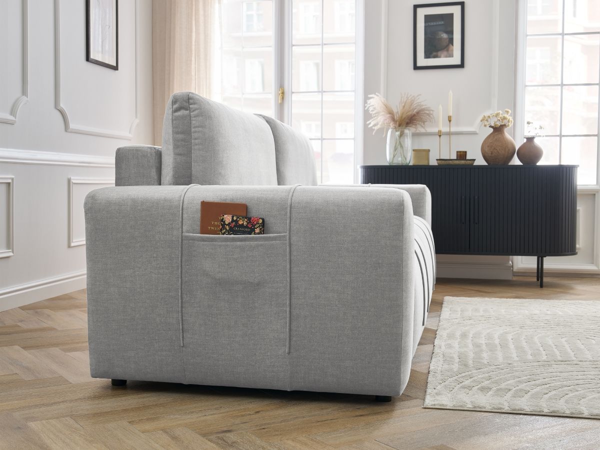 Canapé droit convertible coffre ARSENE tissu velours
