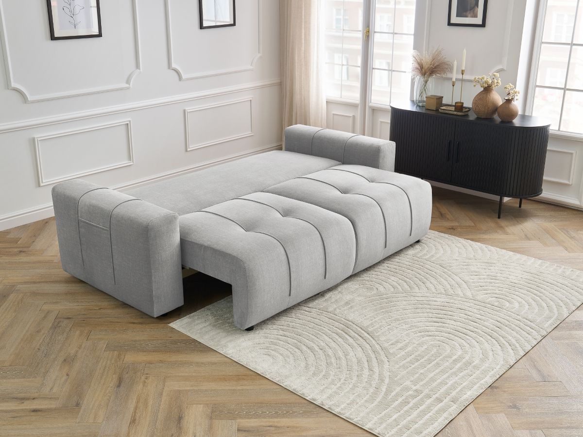 Canapé droit convertible coffre ARSENE tissu velours