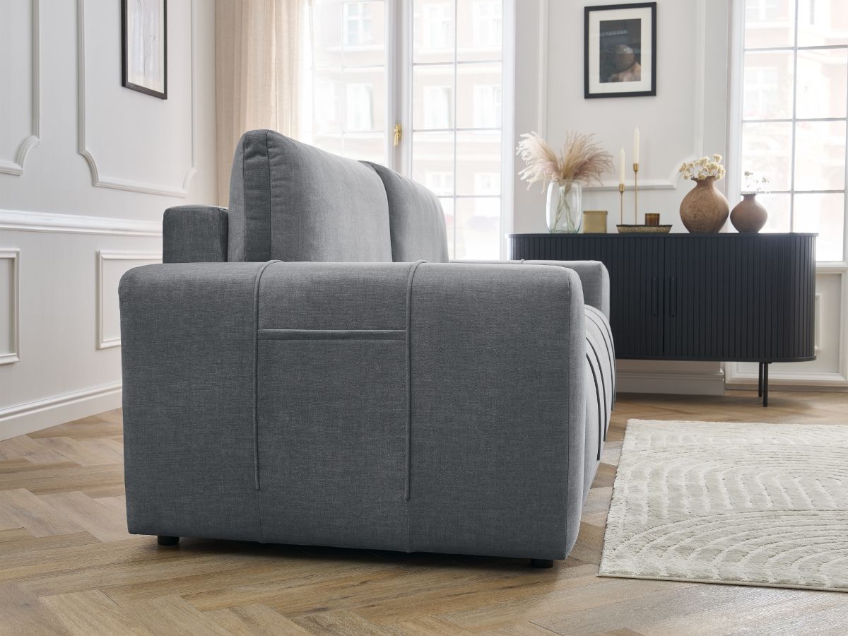 Canapé droit convertible coffre ARSENE tissu velours