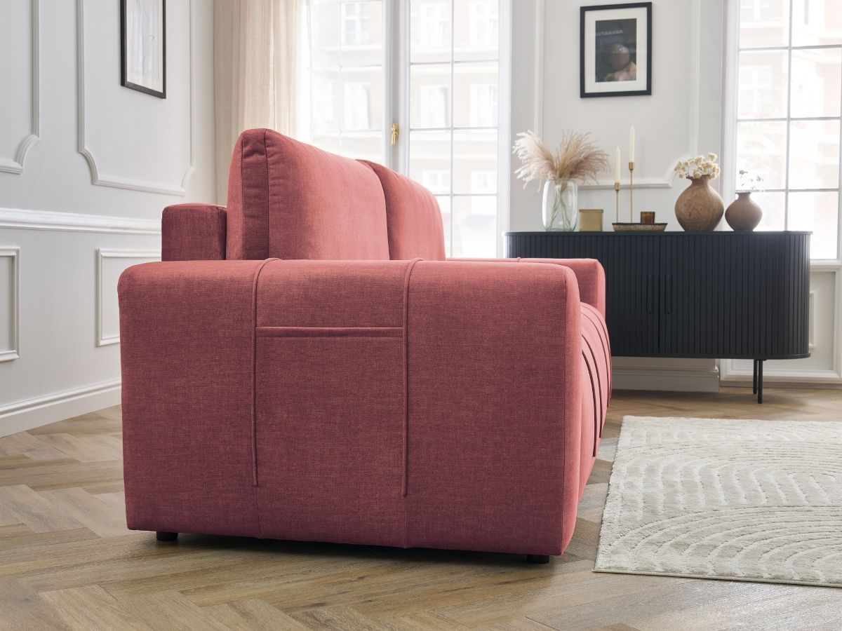 Canapé droit convertible coffre ARSENE tissu velours