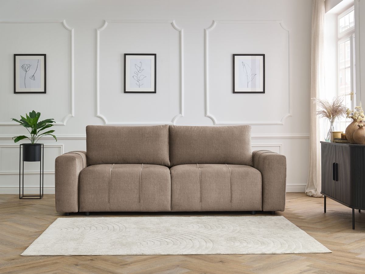 Canapé droit convertible coffre ARSENE tissu velours