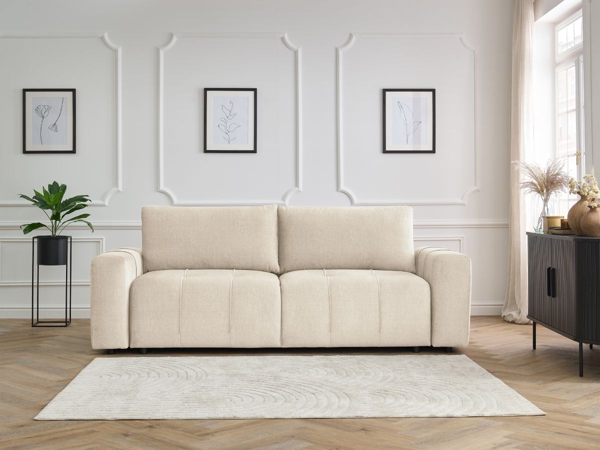 Canapé droit convertible coffre ARSENE tissu velours