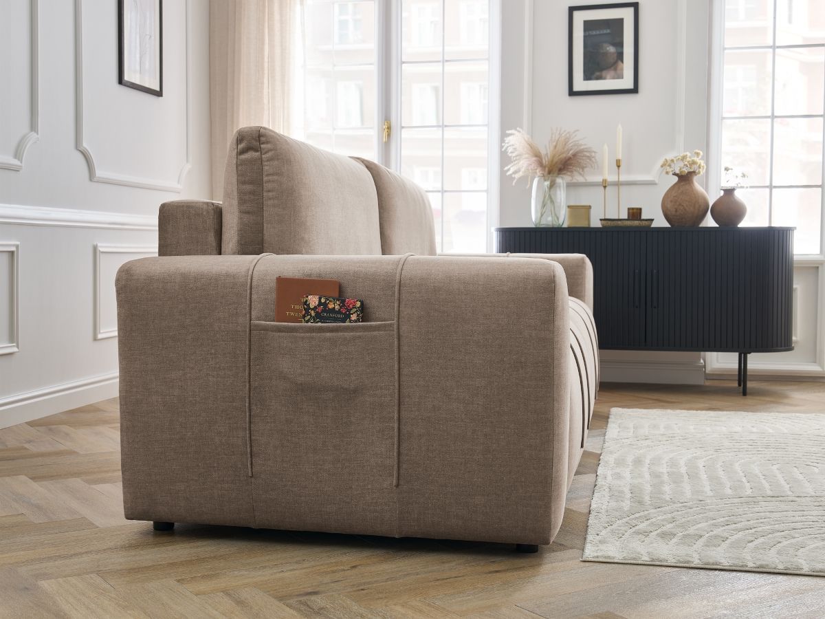 Canapé droit convertible coffre ARSENE tissu velours