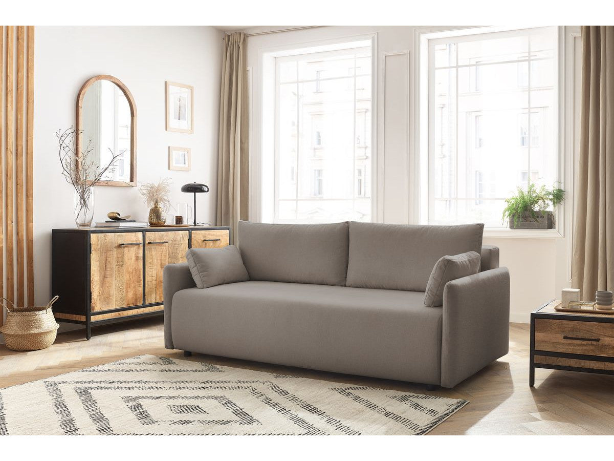 Canapé droit convertible coffre MARCEL tissu lisse