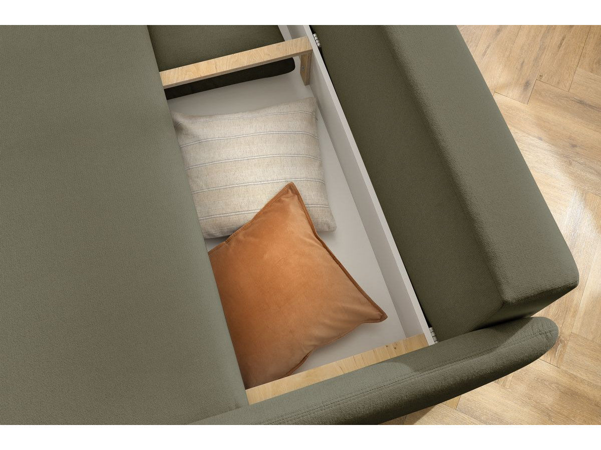 Canapé droit convertible coffre MARCEL tissu lisse