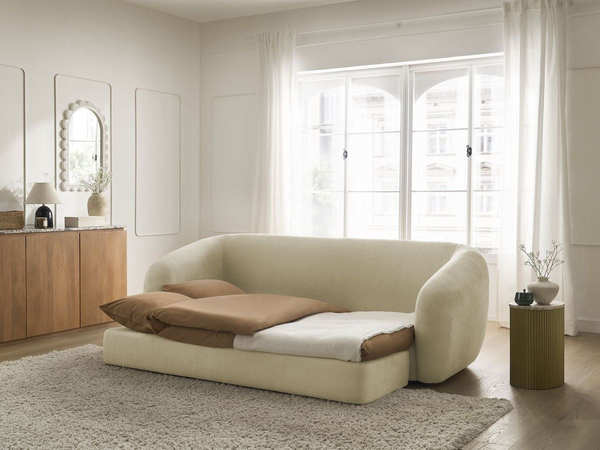 Canapé droit convertible déplimousse NEYO tissu lisse