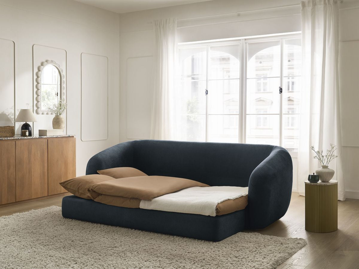 Canapé droit convertible déplimousse NEYO tissu lisse