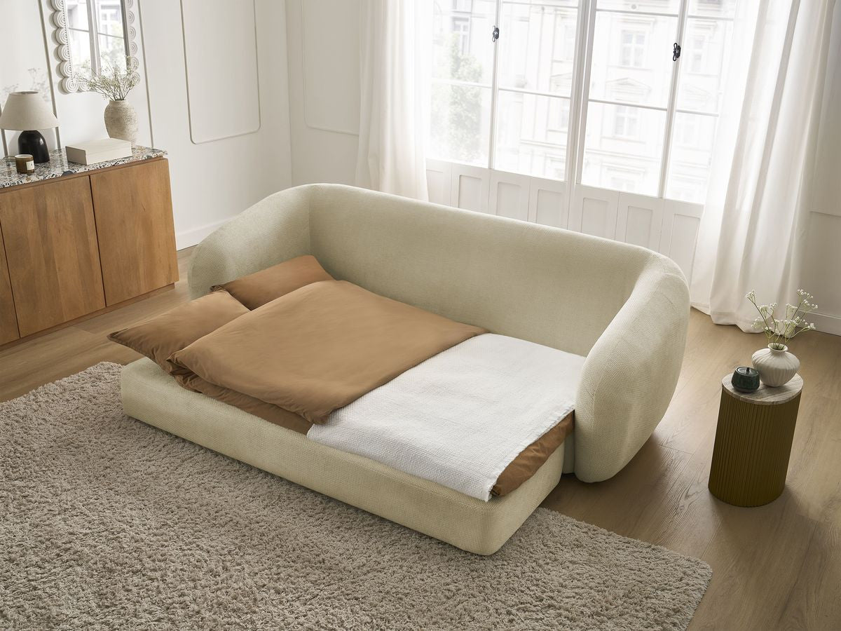 Canapé droit convertible déplimousse NEYO tissu lisse