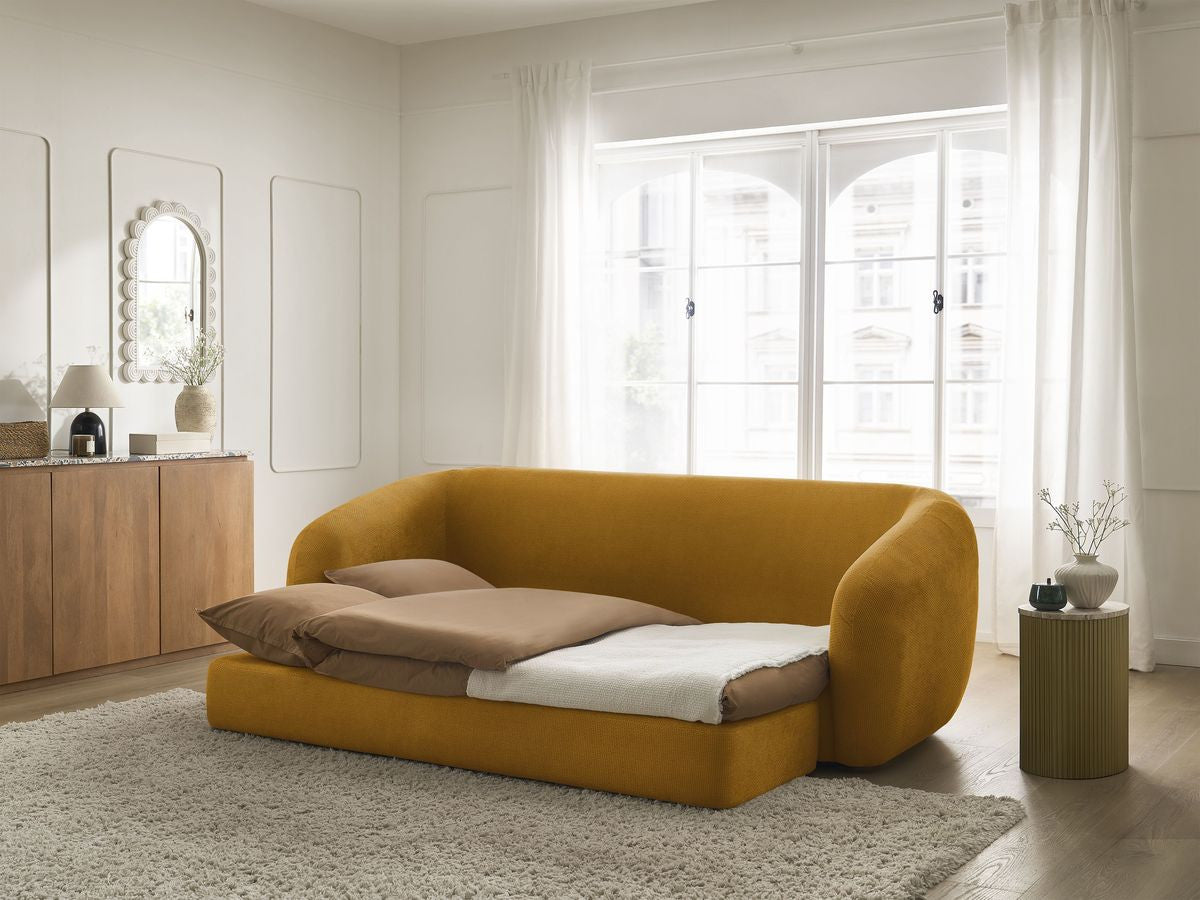 Canapé droit convertible déplimousse NEYO tissu lisse