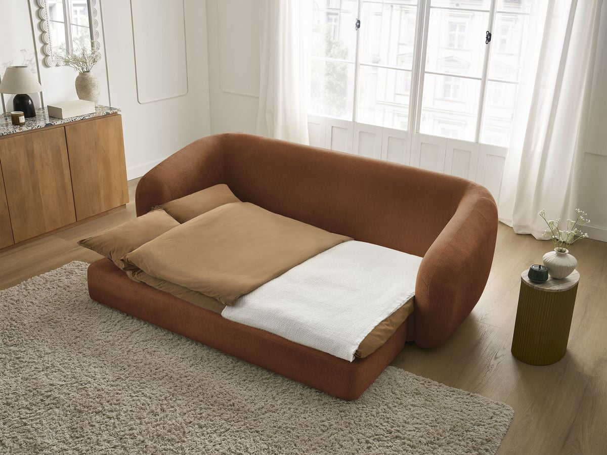 Canapé droit convertible déplimousse NEYO tissu lisse