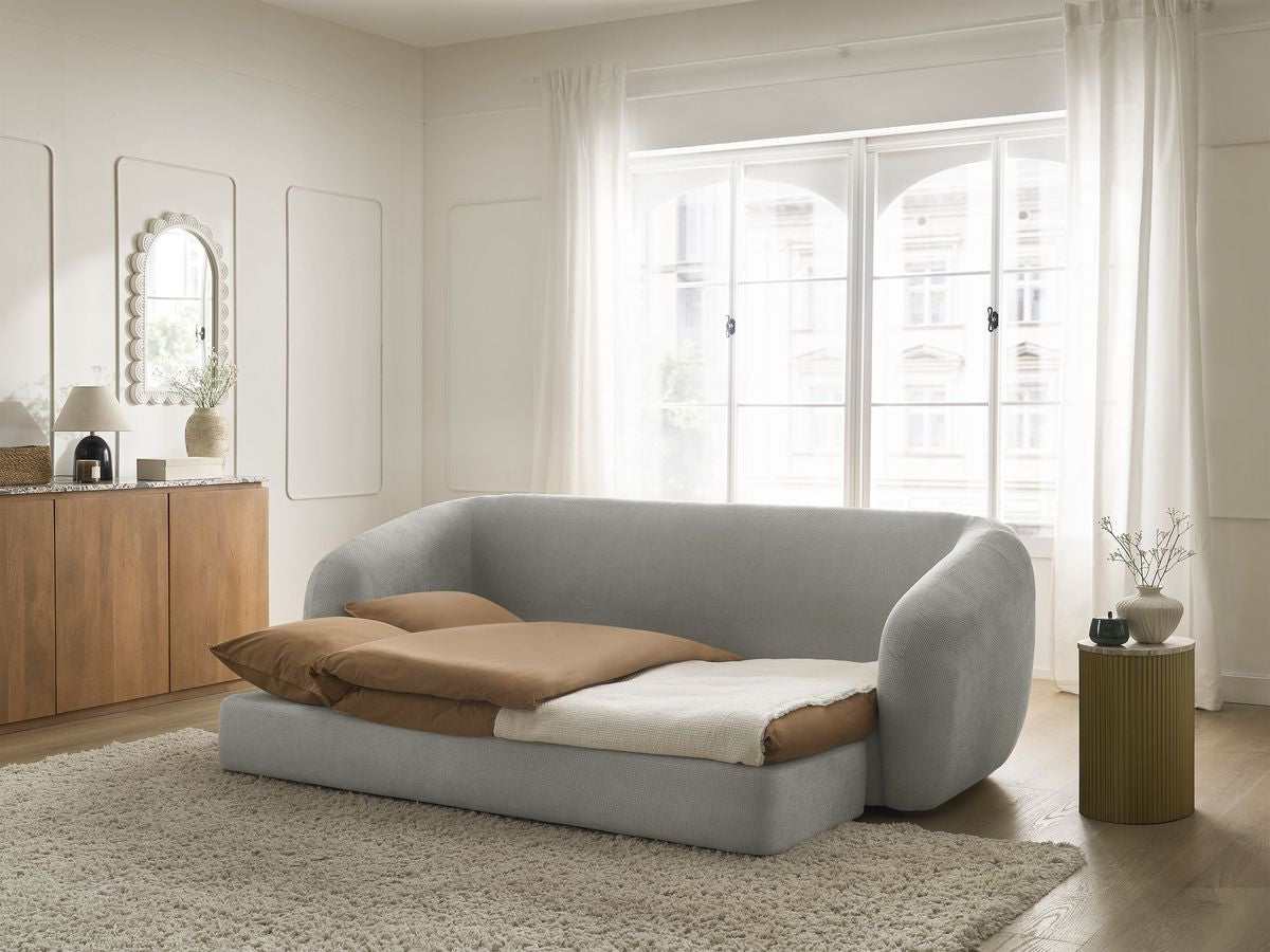 Canapé droit convertible déplimousse NEYO tissu lisse
