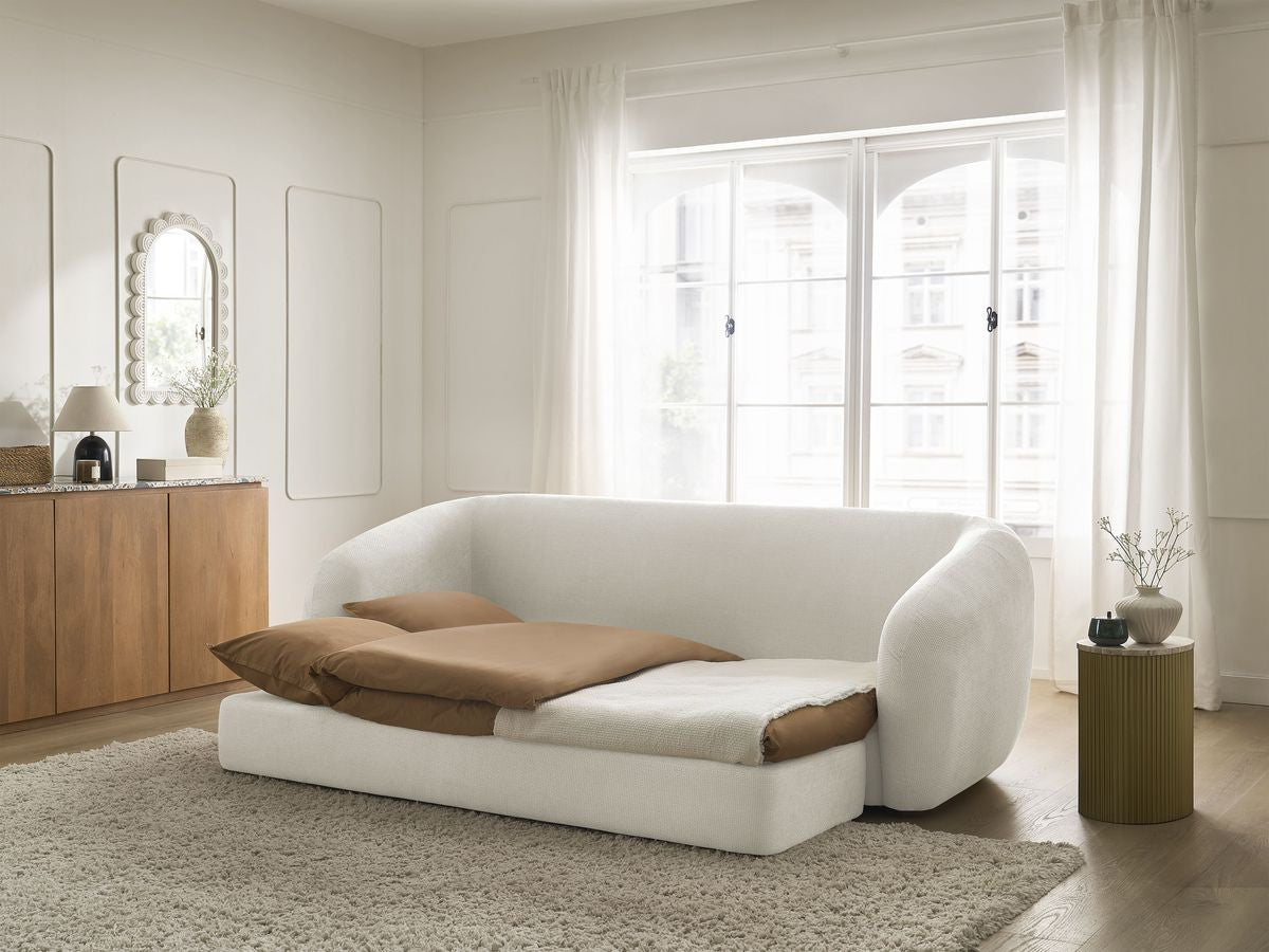 Canapé droit convertible déplimousse NEYO tissu lisse