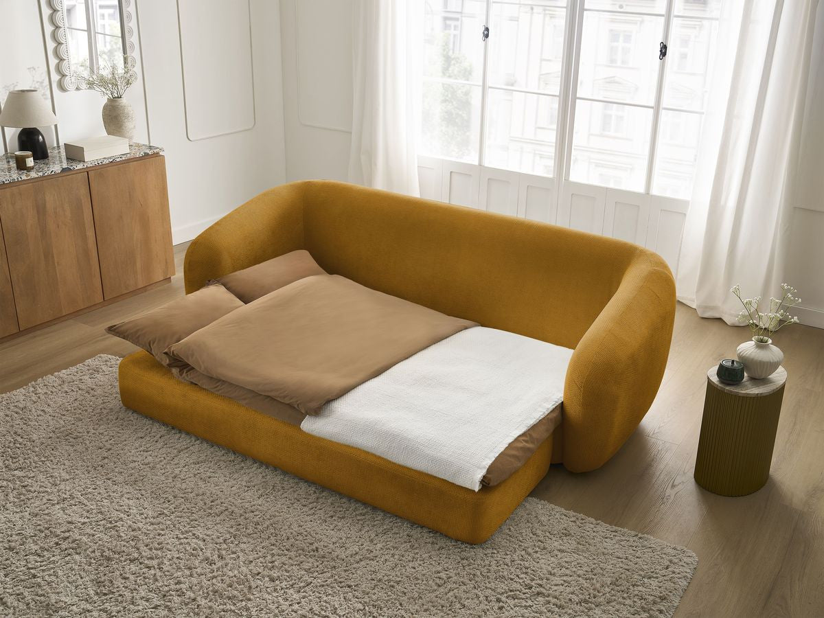 Canapé droit convertible déplimousse NEYO tissu lisse