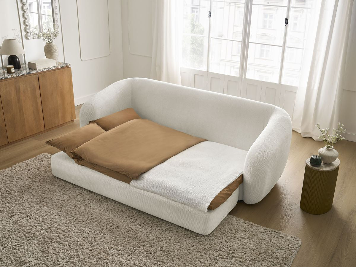 Canapé droit convertible déplimousse NEYO tissu lisse
