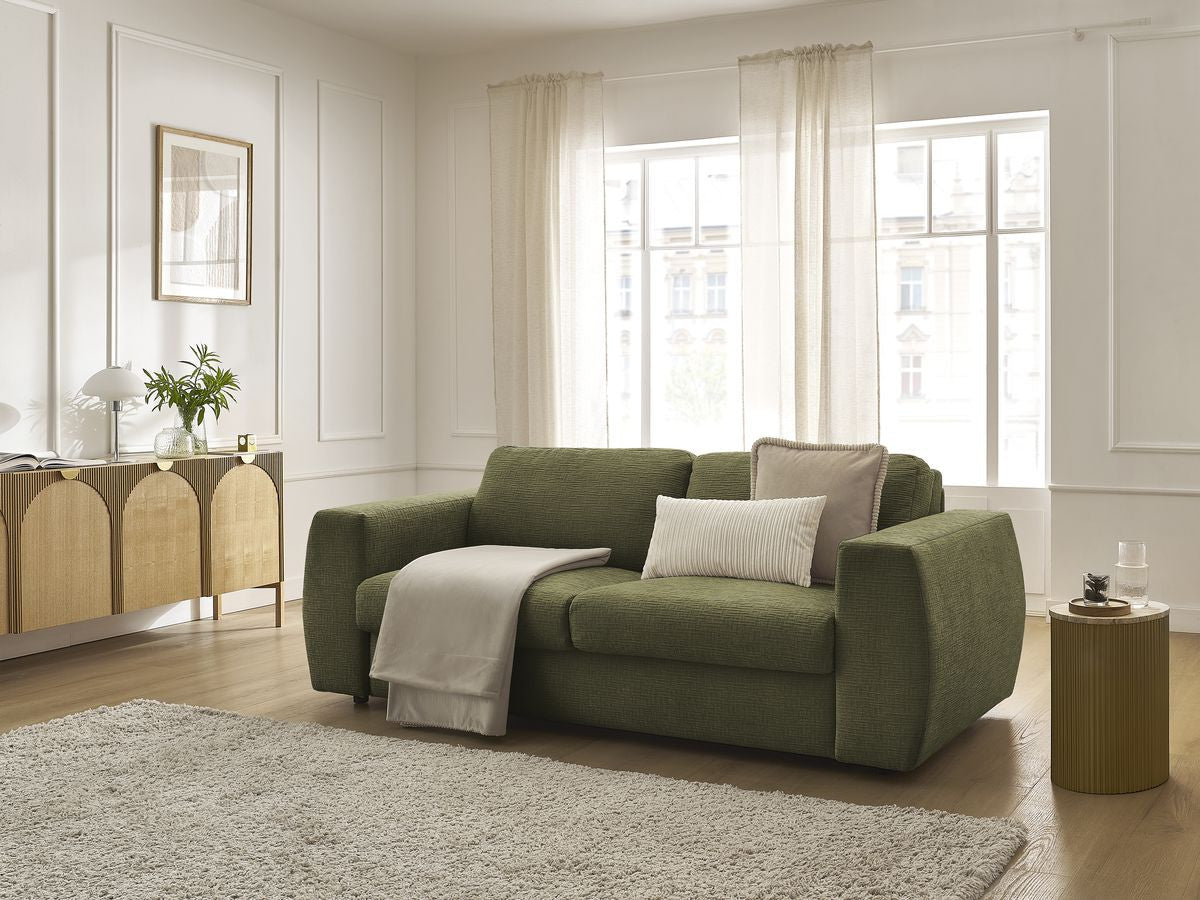 Canapé droit convertible HUGO ouverture express tissu texturé
