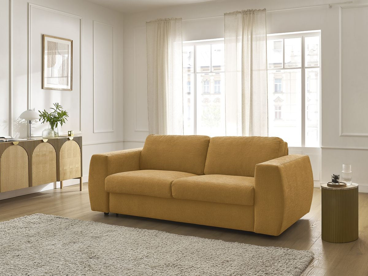 Canapé droit convertible HUGO ouverture express tissu texturé