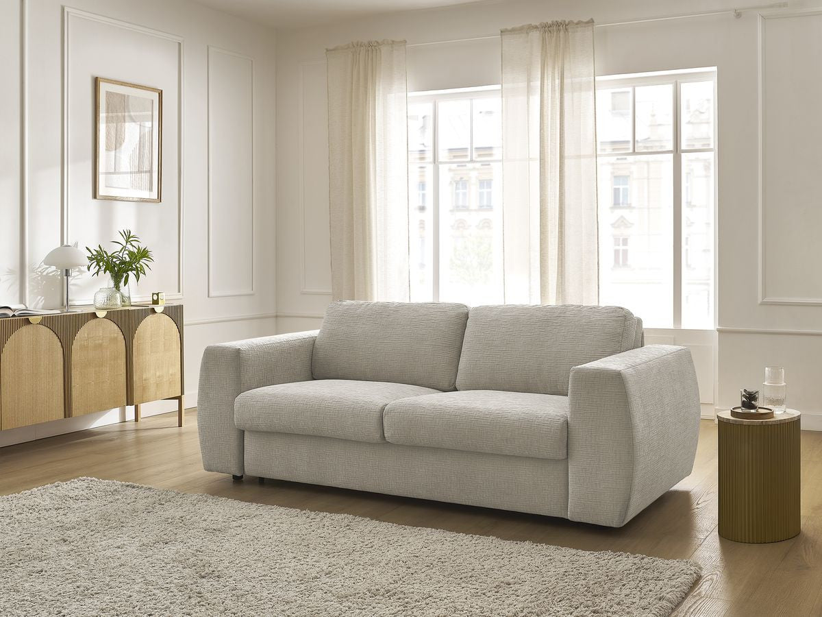 Canapé droit convertible HUGO ouverture express tissu texturé