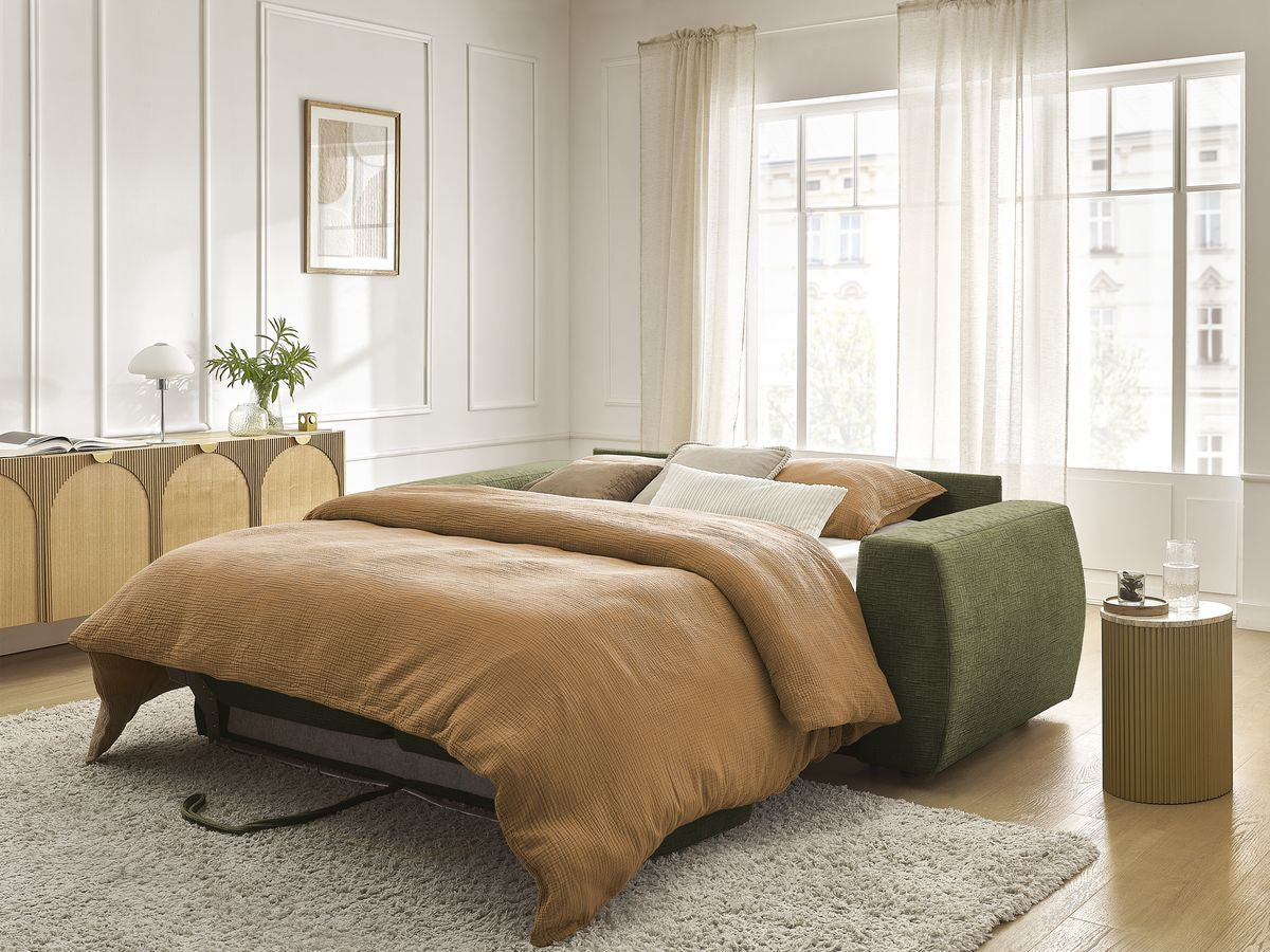 Canapé droit convertible HUGO ouverture express tissu texturé