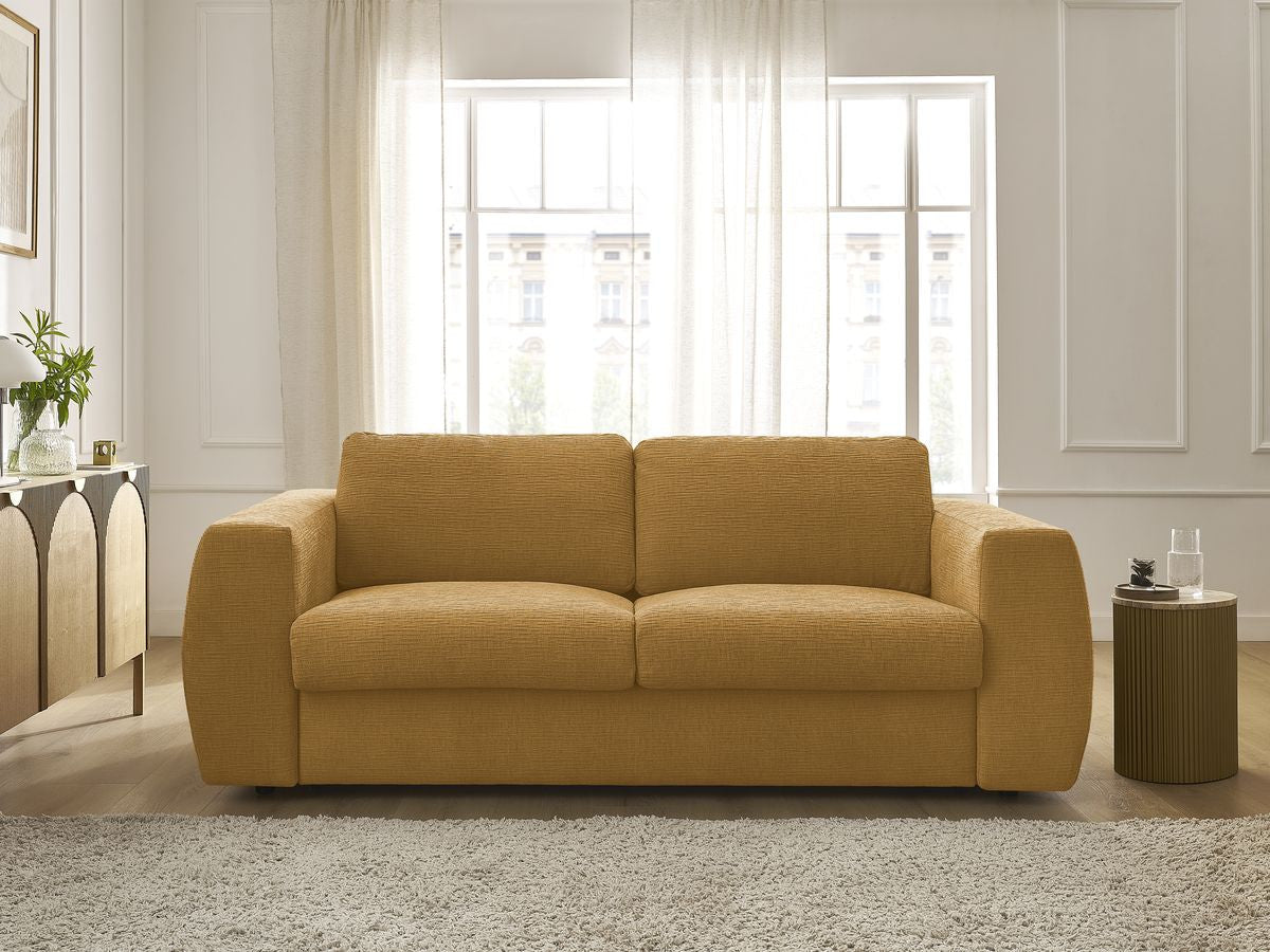Canapé droit convertible HUGO ouverture express tissu texturé
