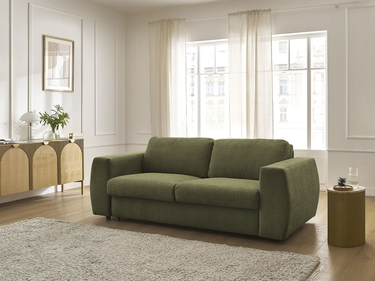 Canapé droit convertible HUGO ouverture express tissu texturé