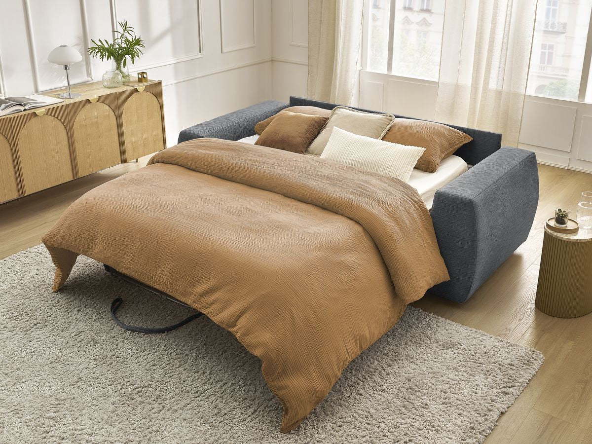 Canapé droit convertible HUGO ouverture express tissu texturé