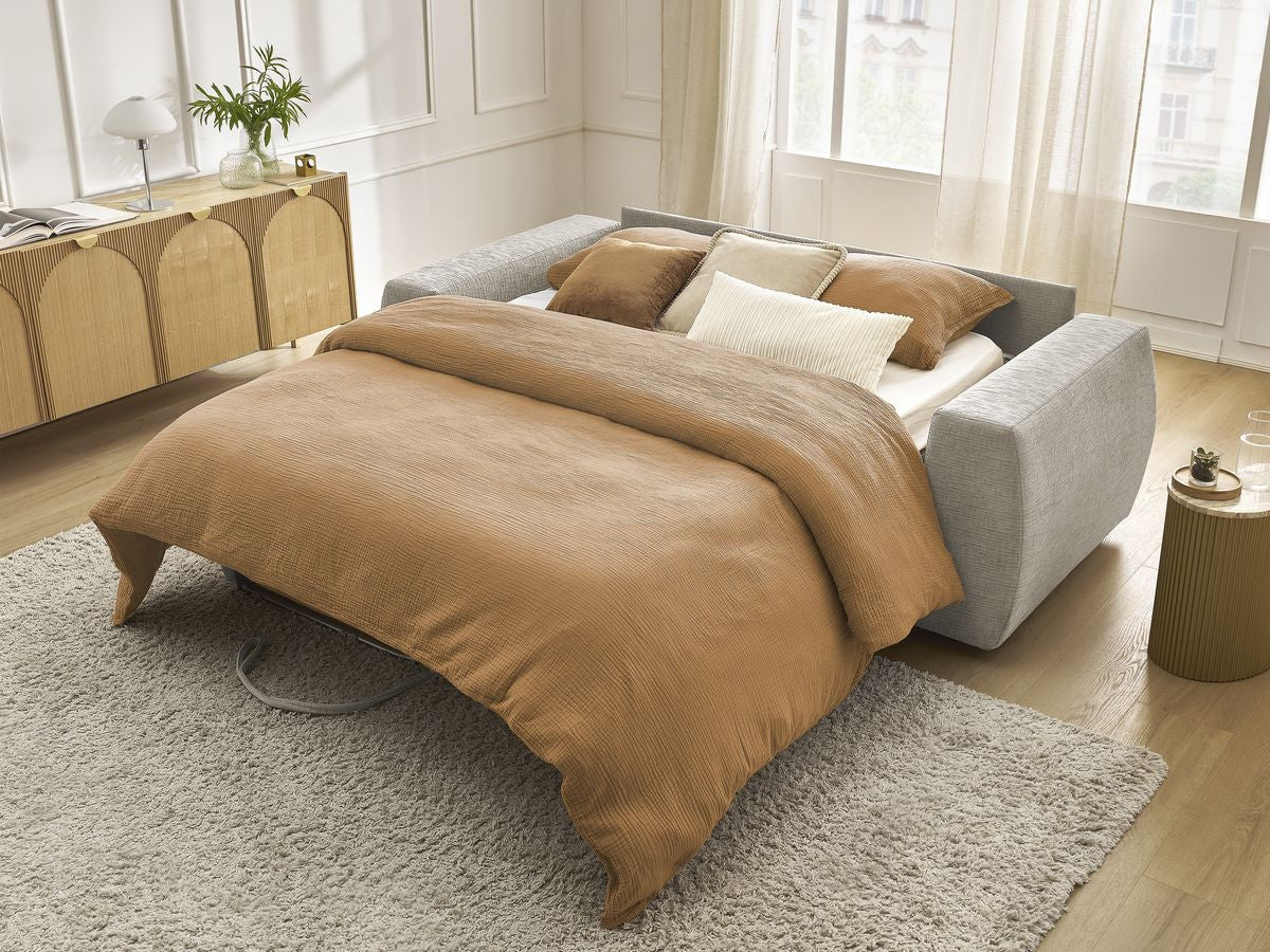 Canapé droit convertible HUGO ouverture express tissu texturé