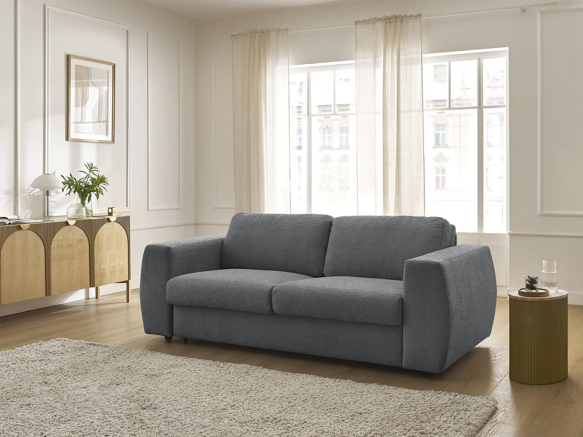 Canapé droit convertible HUGO ouverture express tissu texturé