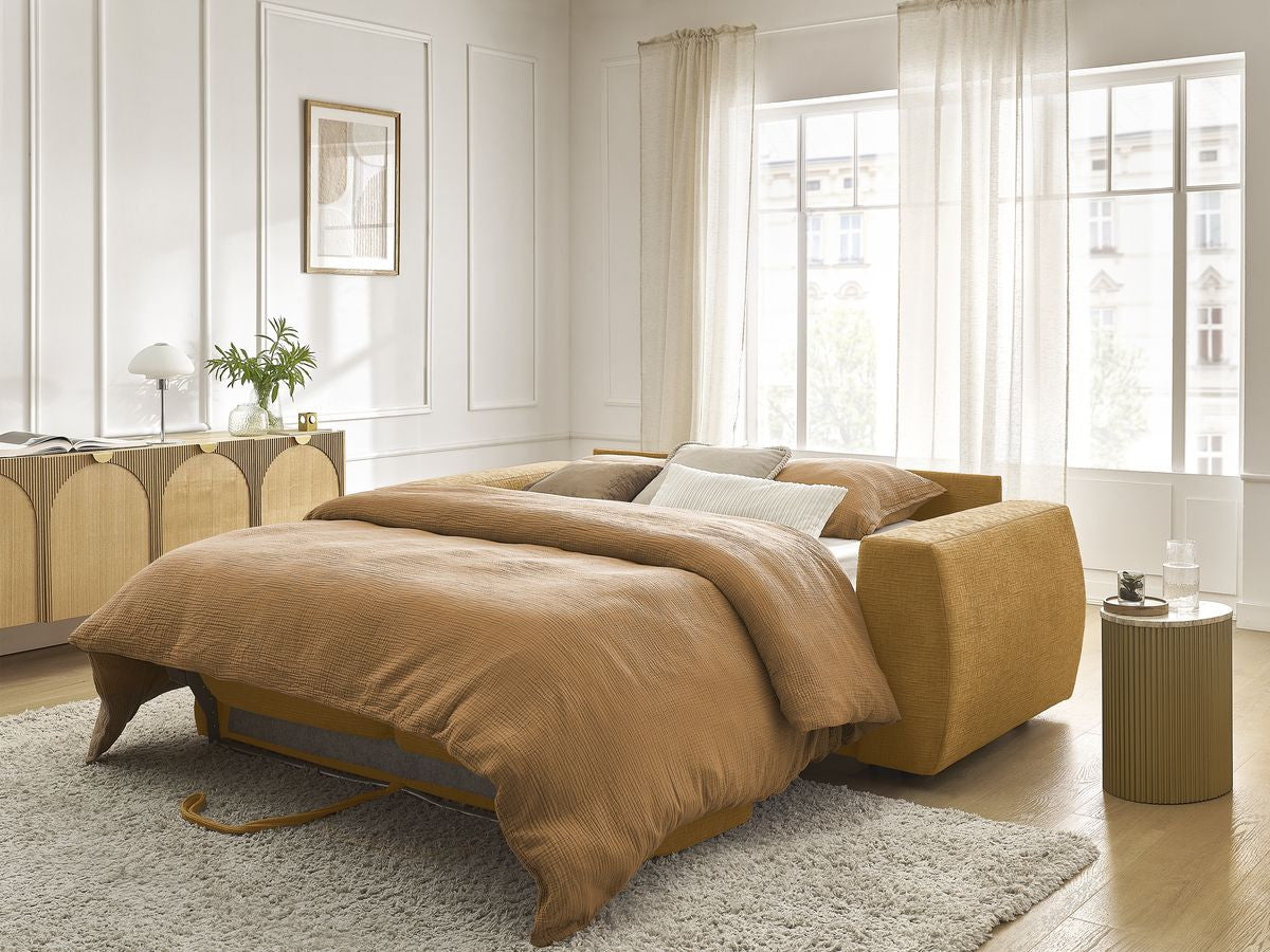 Canapé droit convertible HUGO ouverture express tissu texturé