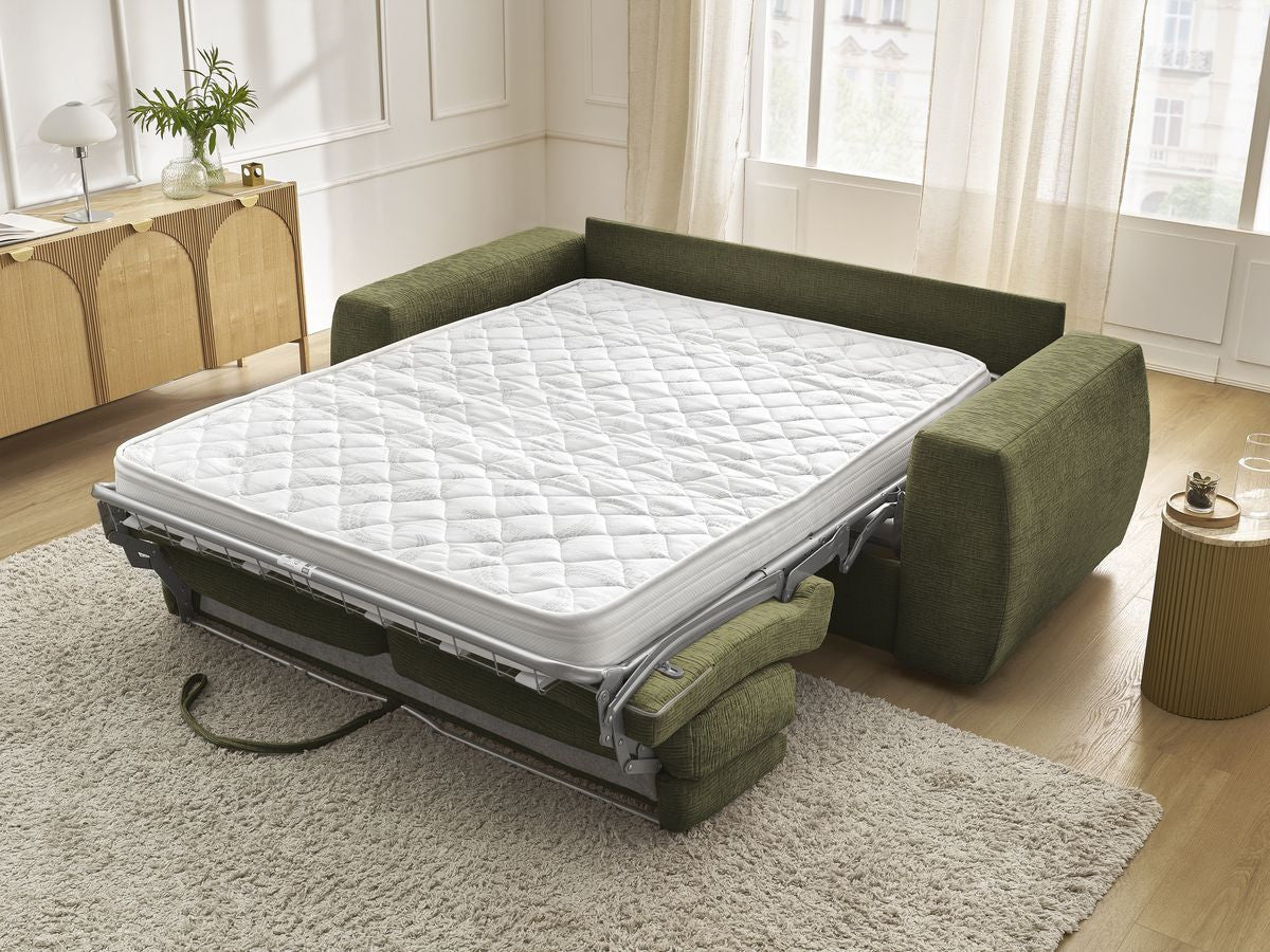 Canapé droit convertible HUGO ouverture express tissu texturé