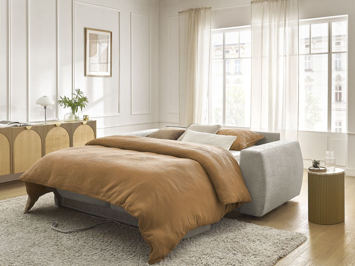 Canapé droit convertible HUGO ouverture express tissu texturé