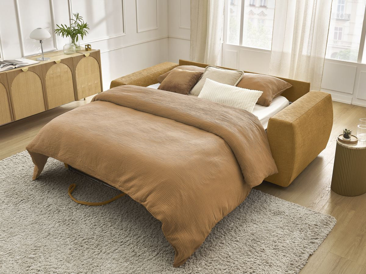 Canapé droit convertible HUGO ouverture express tissu texturé