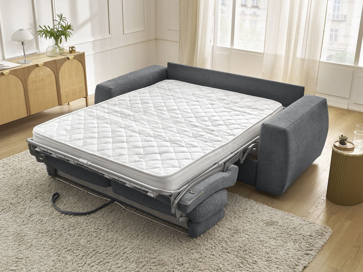 Canapé droit convertible HUGO ouverture express tissu texturé