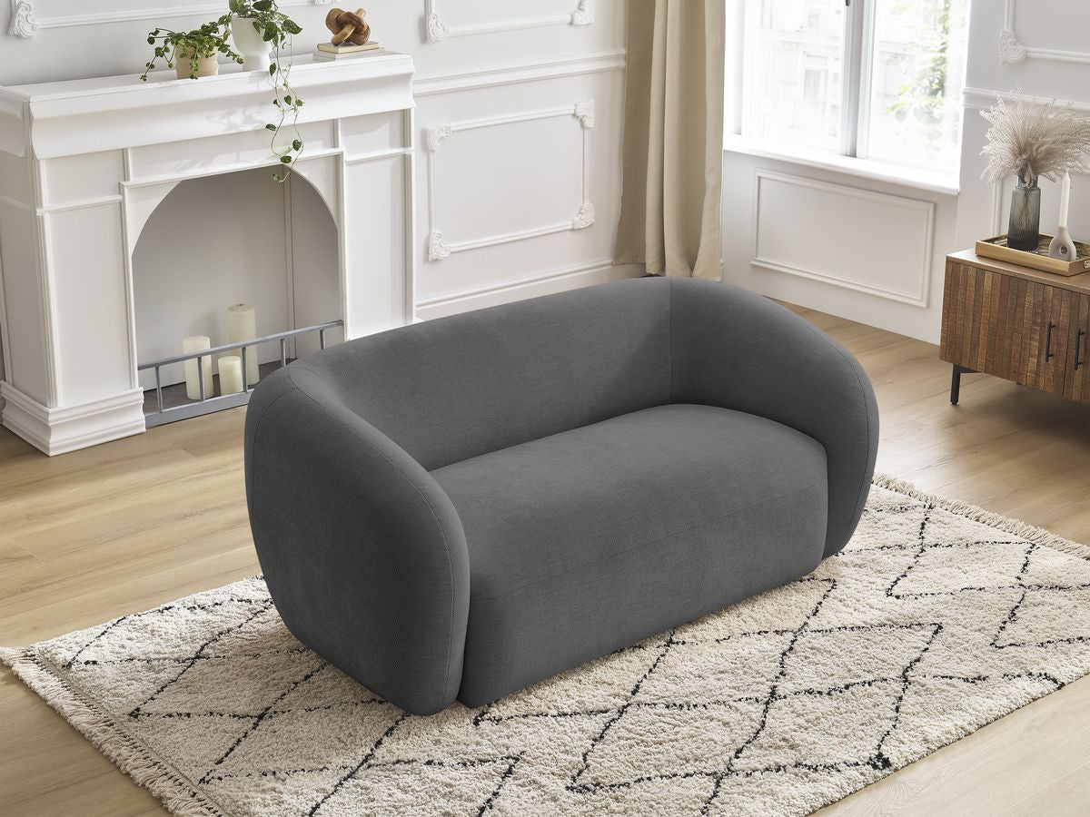 Canapé droit fixe 2 places CELINE tissu lisse