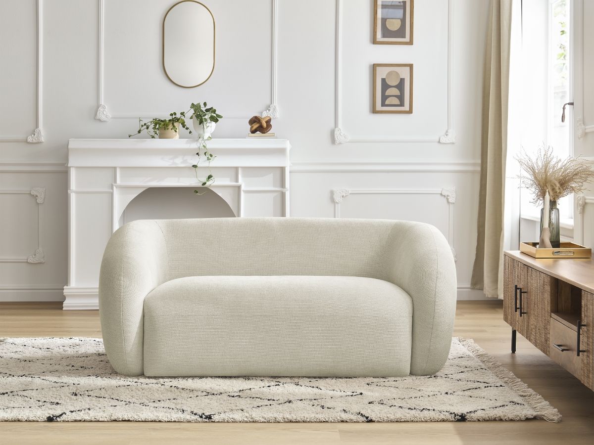 Canapé droit fixe 2 places CELINE tissu lisse