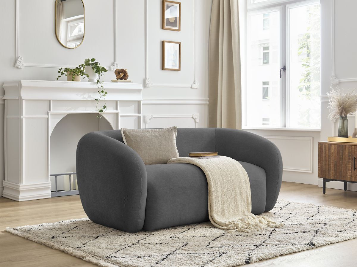Canapé droit fixe 2 places CELINE tissu lisse