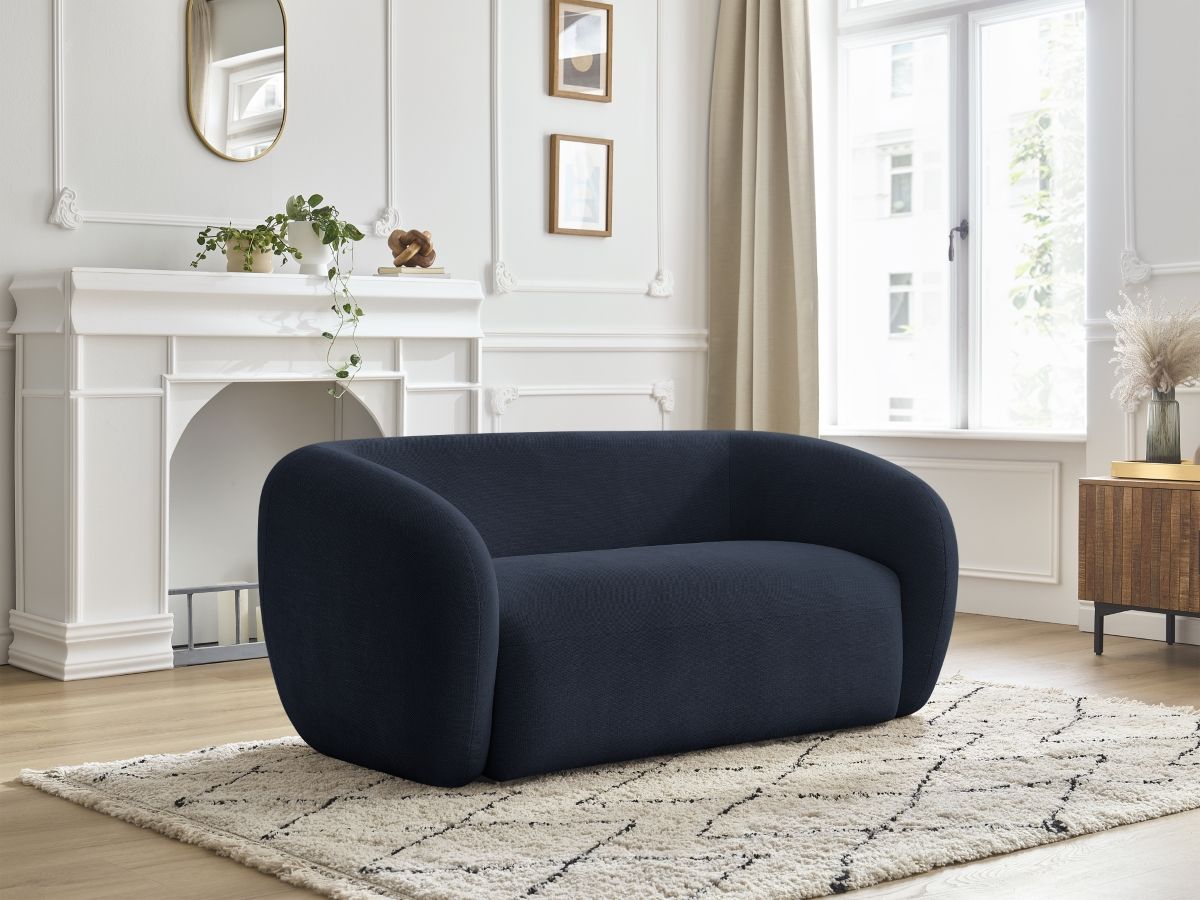 Canapé droit fixe 2 places CELINE tissu lisse