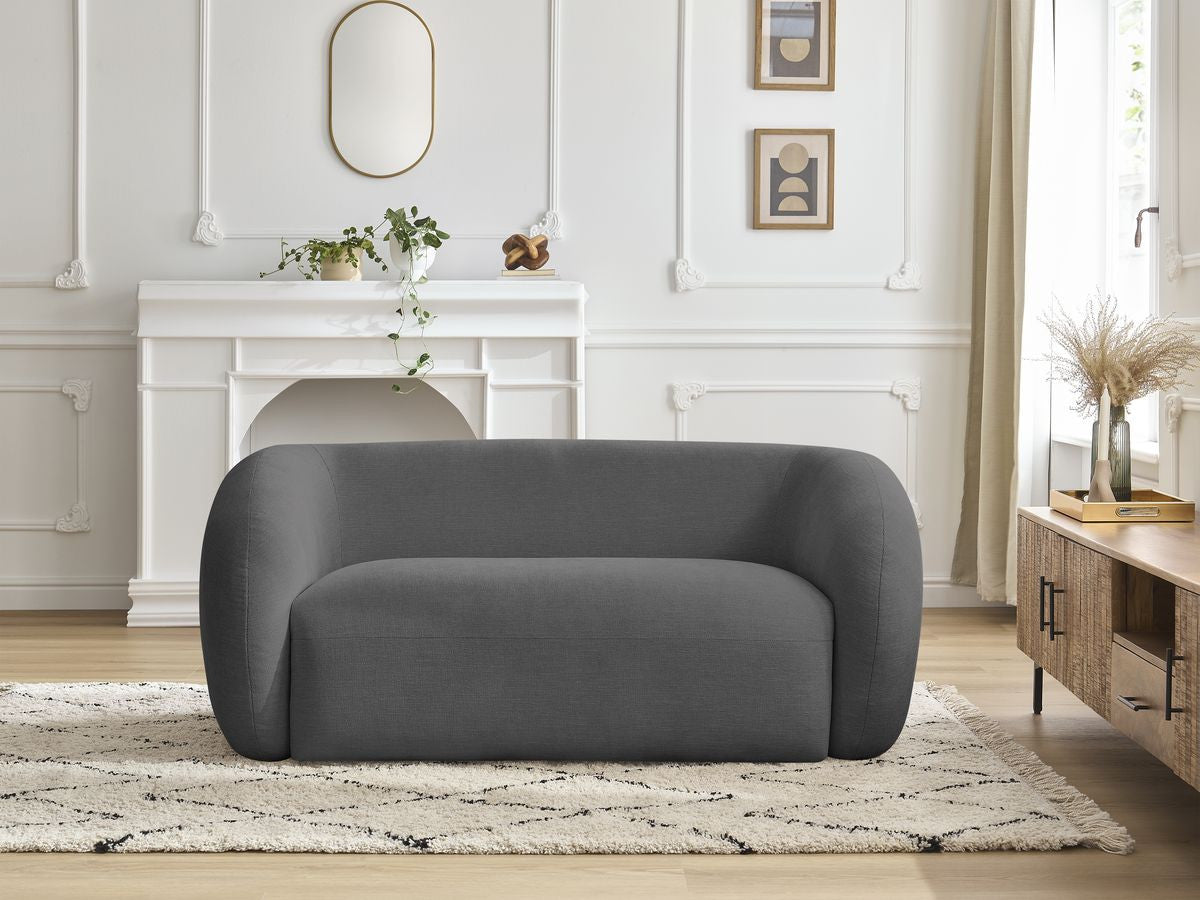 Canapé droit fixe 2 places CELINE tissu lisse