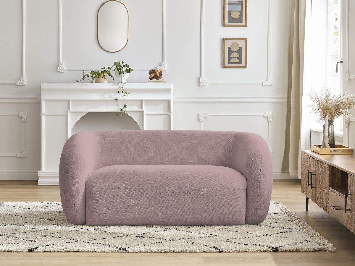 Canapé droit fixe 2 places CELINE tissu lisse