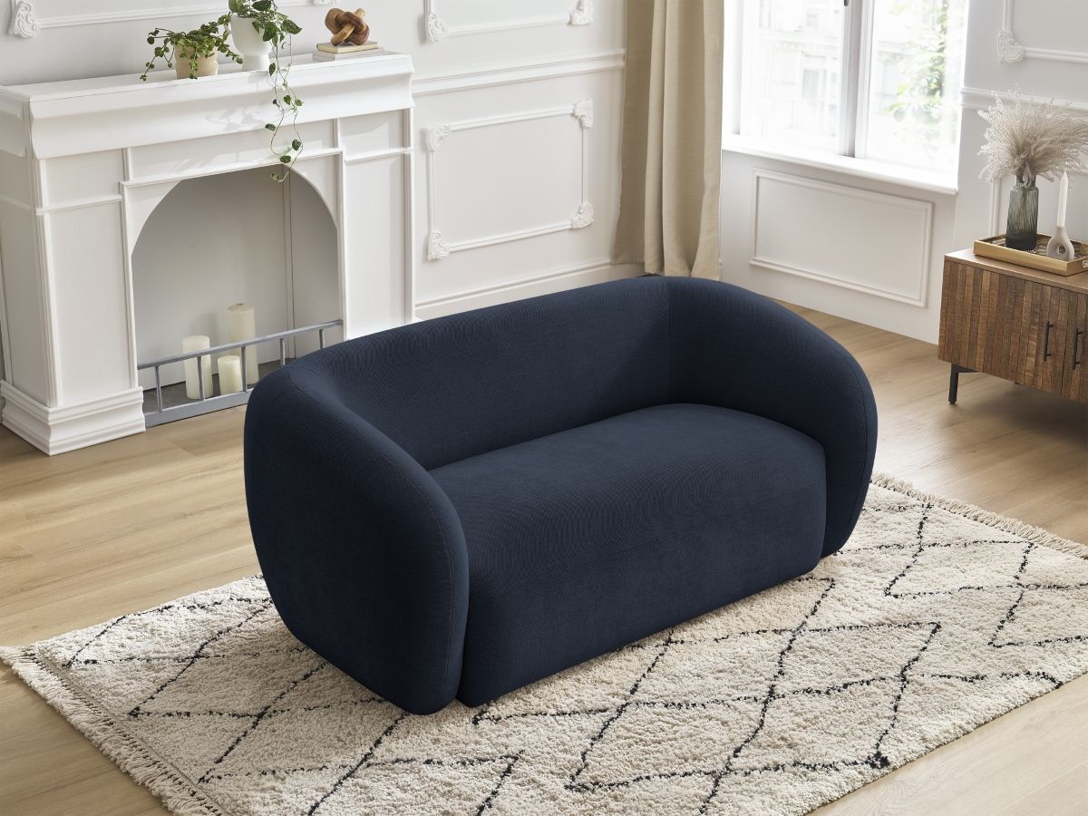 Canapé droit fixe 2 places CELINE tissu lisse