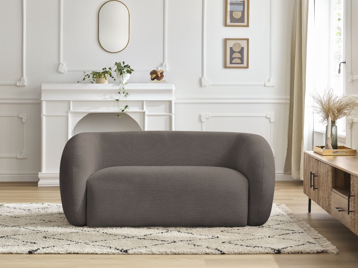 Canapé droit fixe 2 places CELINE tissu lisse