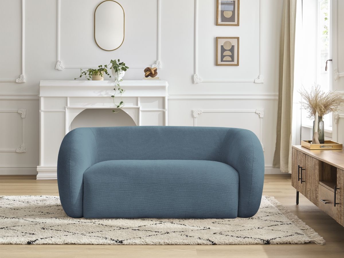 Canapé droit fixe 2 places CELINE tissu lisse